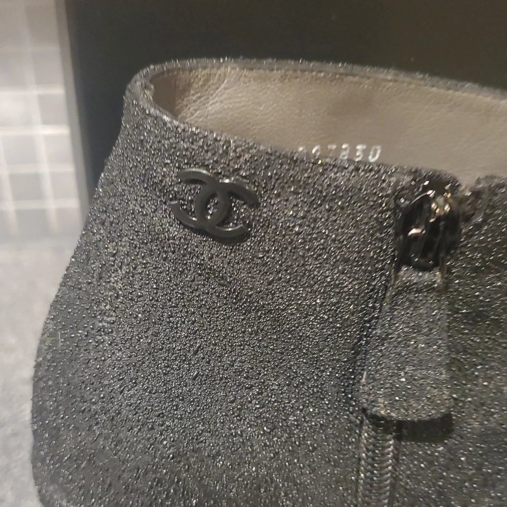 Chanel Sparkly Platform Boots Black - Picture 10 of 11